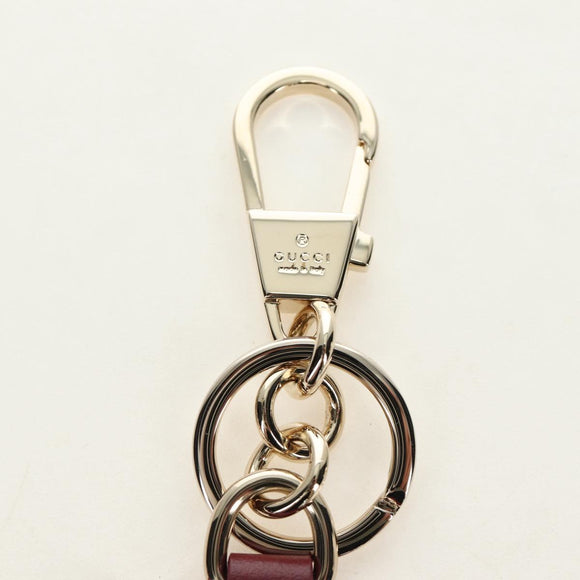 GUCCI GG Supreme Higuchi Yuko Bo Key Holder PVC Bordeaux Gold Auth 185850SM