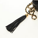 CHANEL Matelasse Chain Shoulder Bag Lamb Skin Gold Black CC Auth 185851SM-8