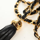 CHANEL Matelasse Chain Shoulder Bag Lamb Skin Gold Black CC Auth 185851SM-16