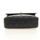 CHANEL Matelasse Chain Shoulder Bag Lamb Skin Gold Black CC Auth 185851SM-5