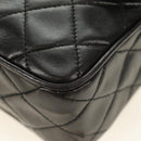 CHANEL Matelasse Chain Shoulder Bag Lamb Skin Gold Black CC Auth 185851SM-19