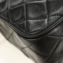CHANEL Matelasse Chain Shoulder Bag Lamb Skin Gold Black CC Auth 185851SM-20