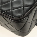 CHANEL Matelasse Chain Shoulder Bag Lamb Skin Gold Black CC Auth 185851SM-21