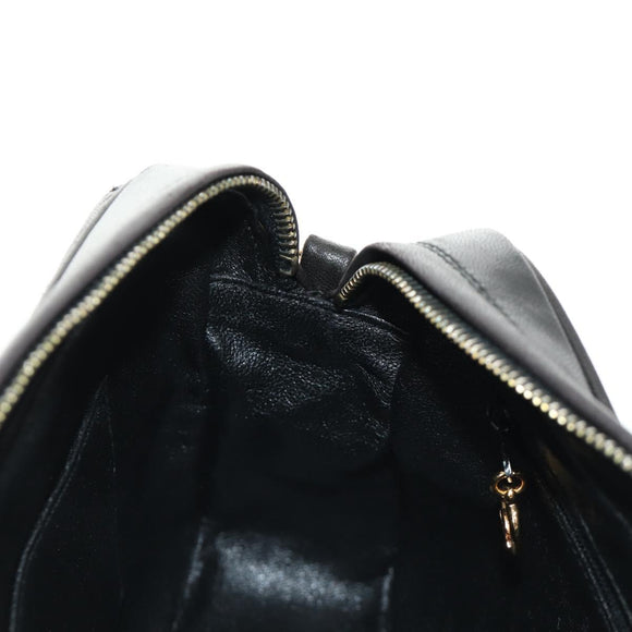 CHANEL Matelasse Chain Shoulder Bag Lamb Skin Gold Black CC Auth 185851SM