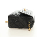 CHANEL Matelasse Chain Shoulder Bag Lamb Skin Gold Black CC Auth 185851SM-4