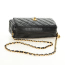CHANEL Matelasse Chain Shoulder Bag Lamb Skin Gold Black CC Auth 185851SM-6
