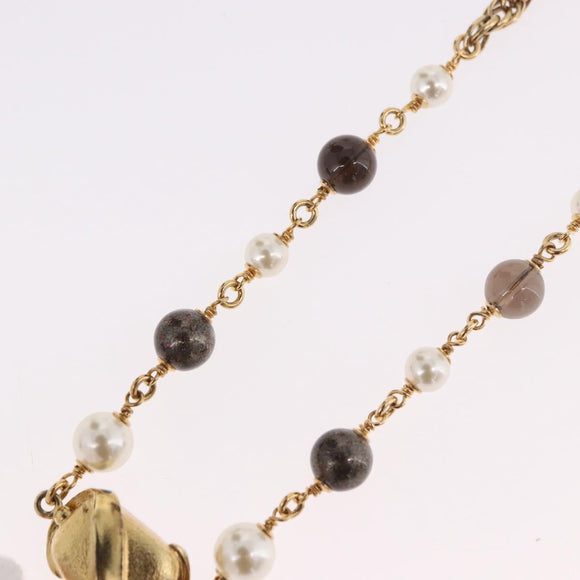 CHANEL Necklace metal Gold CC Auth 185852M