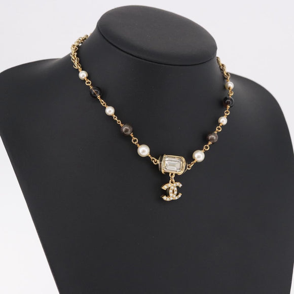 CHANEL Necklace metal Gold CC Auth 185852M