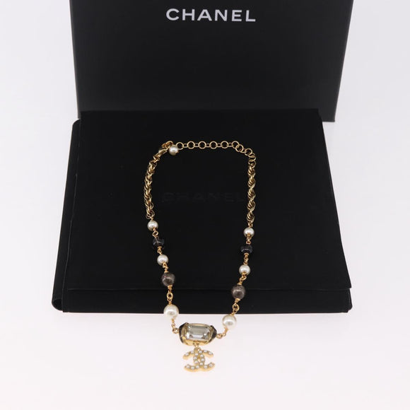 CHANEL Necklace metal Gold CC Auth 185852M