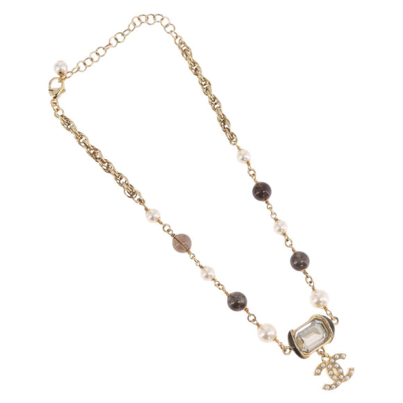 CHANEL Necklace metal Gold CC Auth 185852M