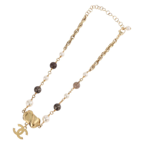 CHANEL Necklace metal Gold CC Auth 185852M