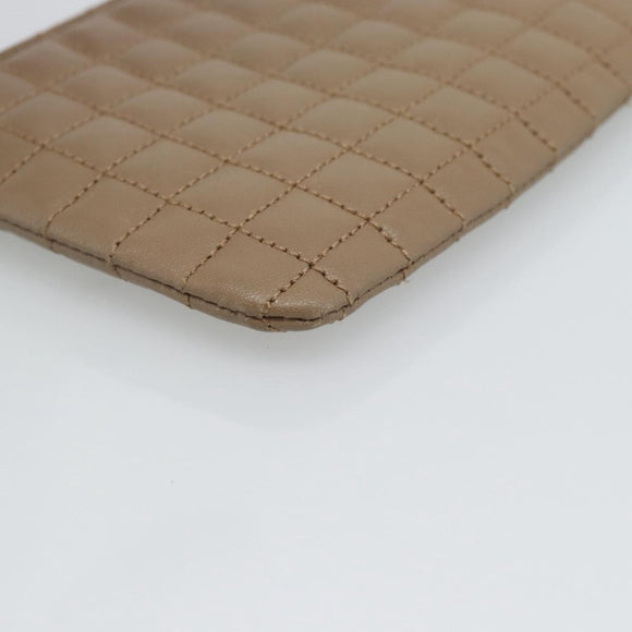 CELINE Coin Purse Leather Beige Gold Auth 185853V