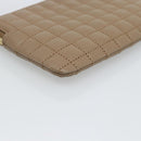CELINE Coin Purse Leather Beige Gold Auth 185853V-16