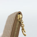 CELINE Coin Purse Leather Beige Gold Auth 185853V-9