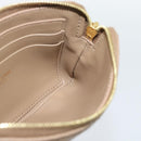 CELINE Coin Purse Leather Beige Gold Auth 185853V-18