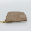 CELINE Coin Purse Leather Beige Gold Auth 185853V-3