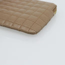 CELINE Coin Purse Leather Beige Gold Auth 185853V-8