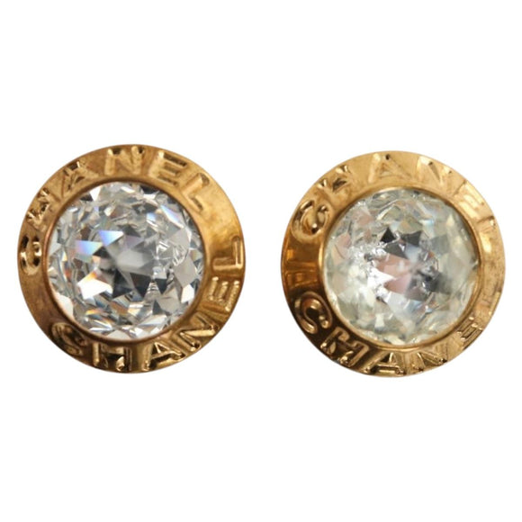 CHANEL Earring metal Gold CC Auth 185854M