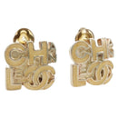CHANEL Earring metal Beige CC Auth 185855M-1