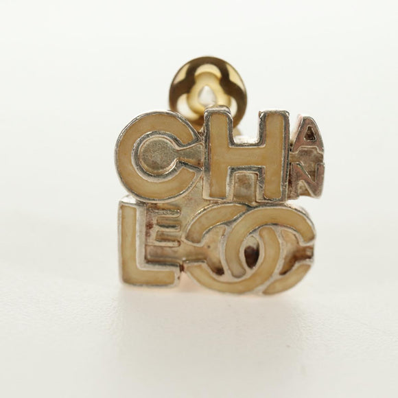 CHANEL Earring metal Beige CC Auth 185855M