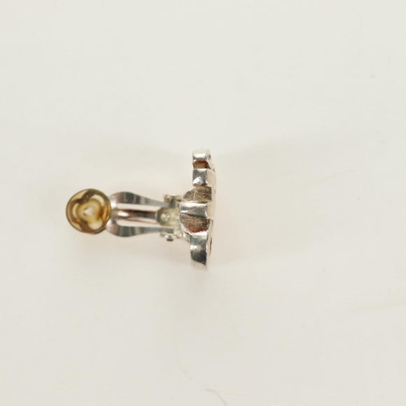 CHANEL Earring metal Beige CC Auth 185855M
