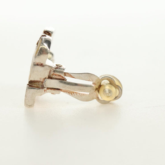 CHANEL Earring metal Beige CC Auth 185855M