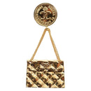 CHANEL Brooch metal Gold CC Auth 185856M-2