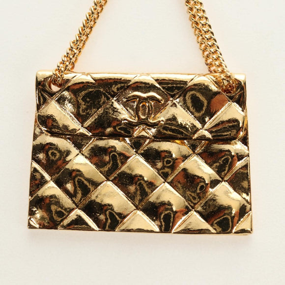 CHANEL Brooch metal Gold CC Auth 185856M
