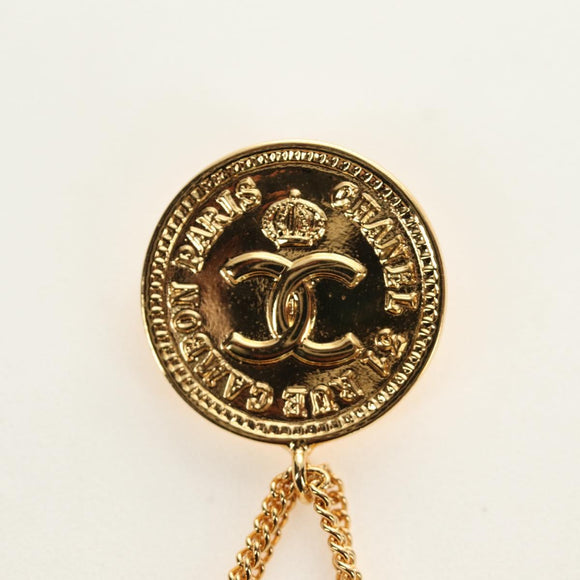 CHANEL Brooch metal Gold CC Auth 185856M