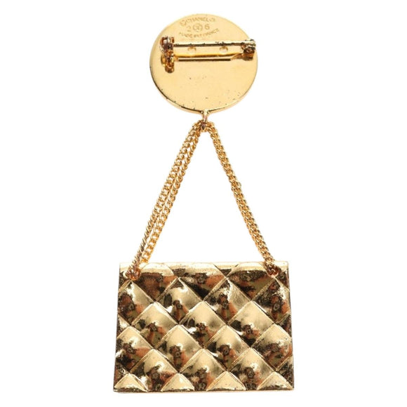 CHANEL Brooch metal Gold CC Auth 185856M