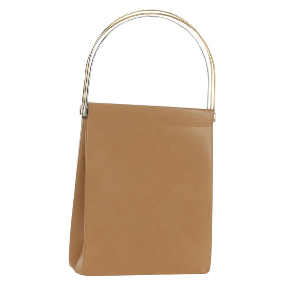 CARTIER Hand Bag Leather Beige Gold Auth 185857M