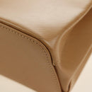 CARTIER Hand Bag Leather Beige Gold Auth 185857M-17