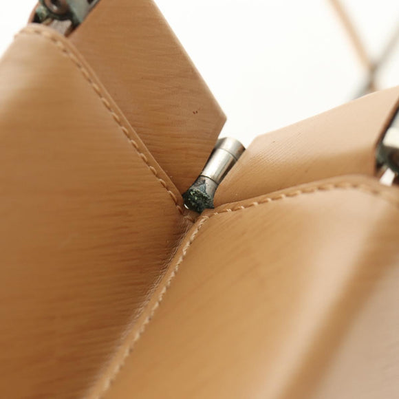 CARTIER Hand Bag Leather Beige Gold Auth 185857M