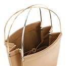 CARTIER Hand Bag Leather Beige Gold Auth 185857M-21