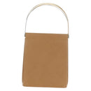 CARTIER Hand Bag Leather Beige Gold Auth 185857M-13