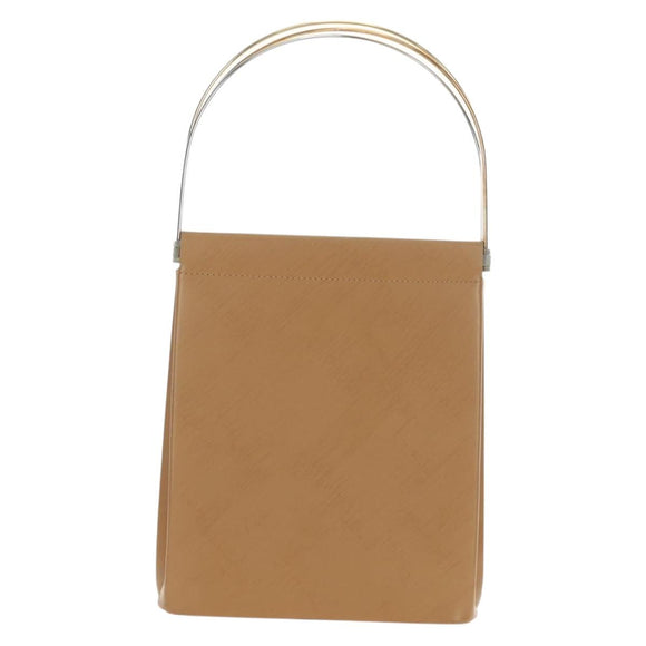 CARTIER Hand Bag Leather Beige Gold Auth 185857M