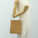 CARTIER Hand Bag Leather Beige Gold Auth 185857M-25
