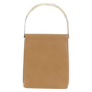CARTIER Hand Bag Leather Beige Gold Auth 185857M-2