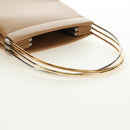 CARTIER Hand Bag Leather Beige Gold Auth 185857M-6