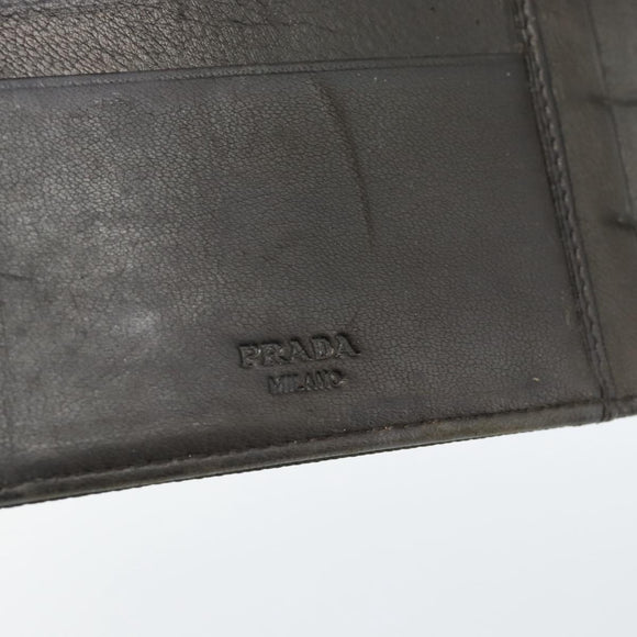 PRADA Agenda Day Planner Cover Nylon Khaki Silver Auth 185858