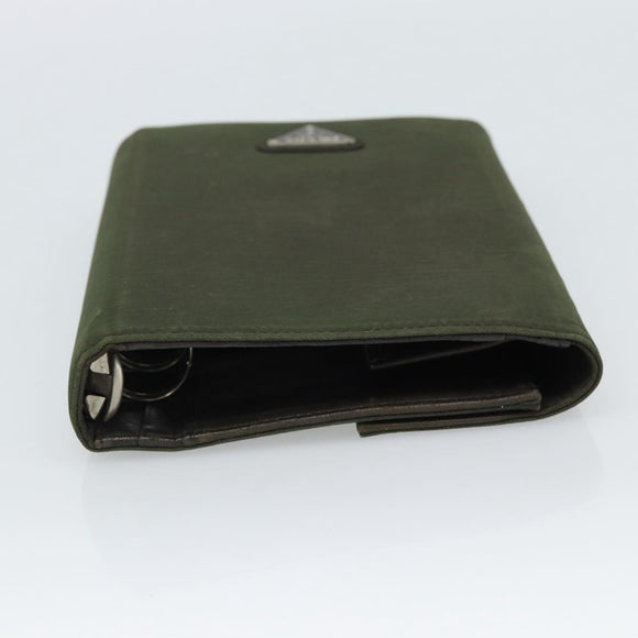 PRADA Agenda Day Planner Cover Nylon Khaki Silver Auth 185858