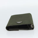 PRADA Agenda Day Planner Cover Nylon Khaki Silver Auth 185858-6