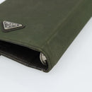 PRADA Agenda Day Planner Cover Nylon Khaki Silver Auth 185858-7