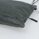 BALENCIAGA Classic Clip Clutch Bag Leather Khaki Silver Auth 185859-15