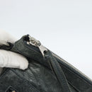 BALENCIAGA Classic Clip Clutch Bag Leather Khaki Silver Auth 185859-8