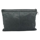 BALENCIAGA Classic Clip Clutch Bag Leather Khaki Silver Auth 185859-2