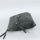 BALENCIAGA Classic Clip Clutch Bag Leather Khaki Silver Auth 185859-3