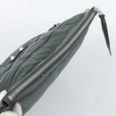 BALENCIAGA Classic Clip Clutch Bag Leather Khaki Silver Auth 185859-5