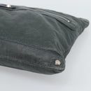 BALENCIAGA Classic Clip Clutch Bag Leather Khaki Silver Auth 185859-7