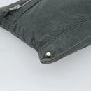 BALENCIAGA Classic Clip Clutch Bag Leather Khaki Silver Auth 185859-14